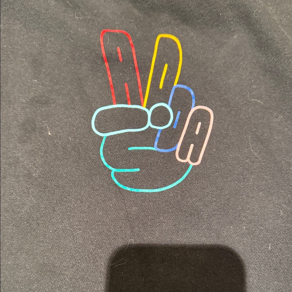Adidas Black Hoodie with Multicolor Peace Graphic youth size s/m - Picture 5 of 5
